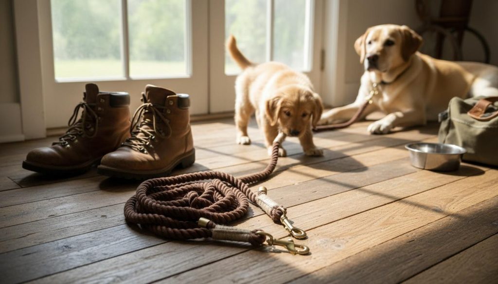 Brun justerbar håndfri hundesnor
